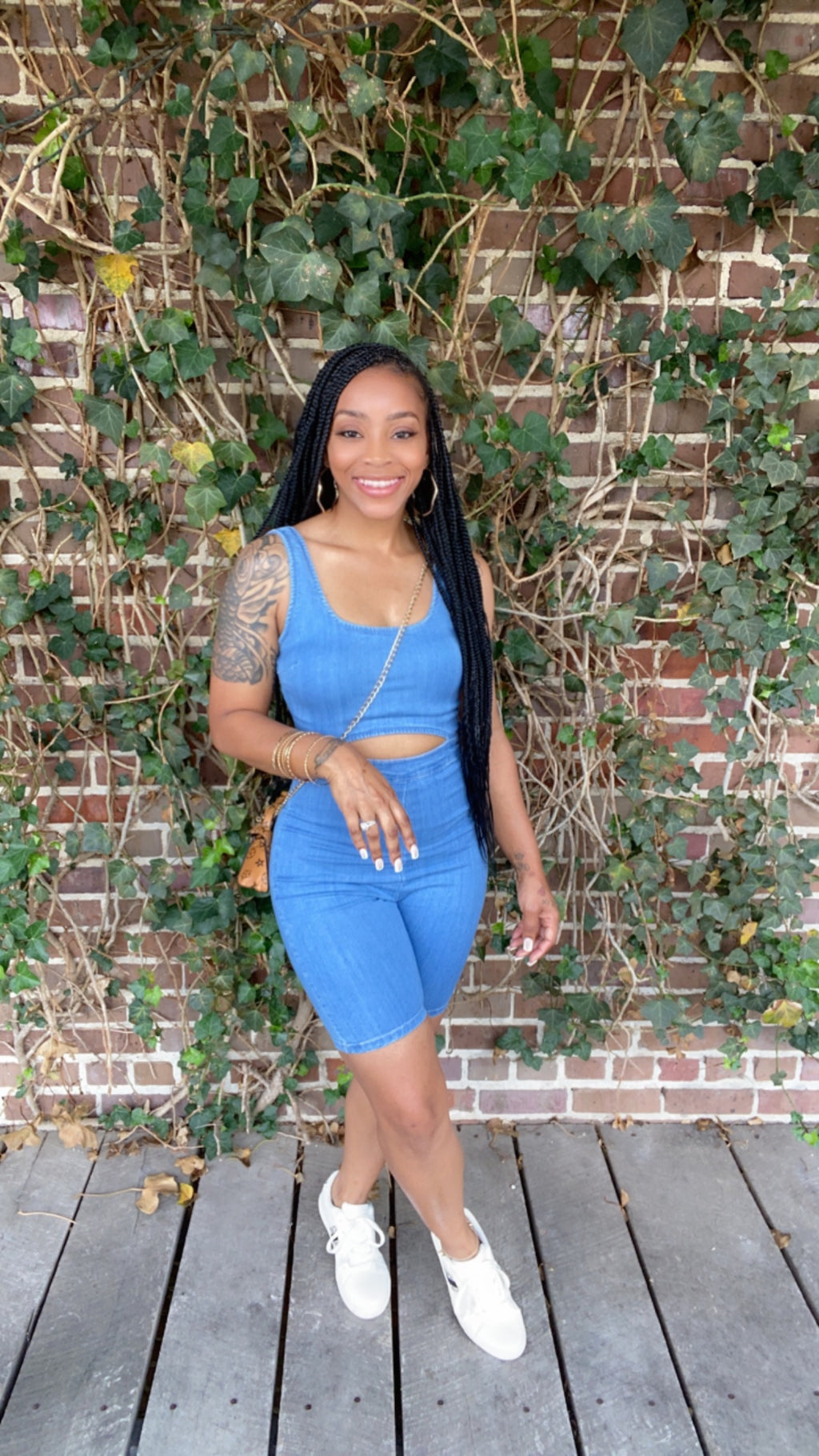 Denim Girl Split Romper