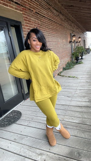 Plus Size Basic Olive Mustard Set