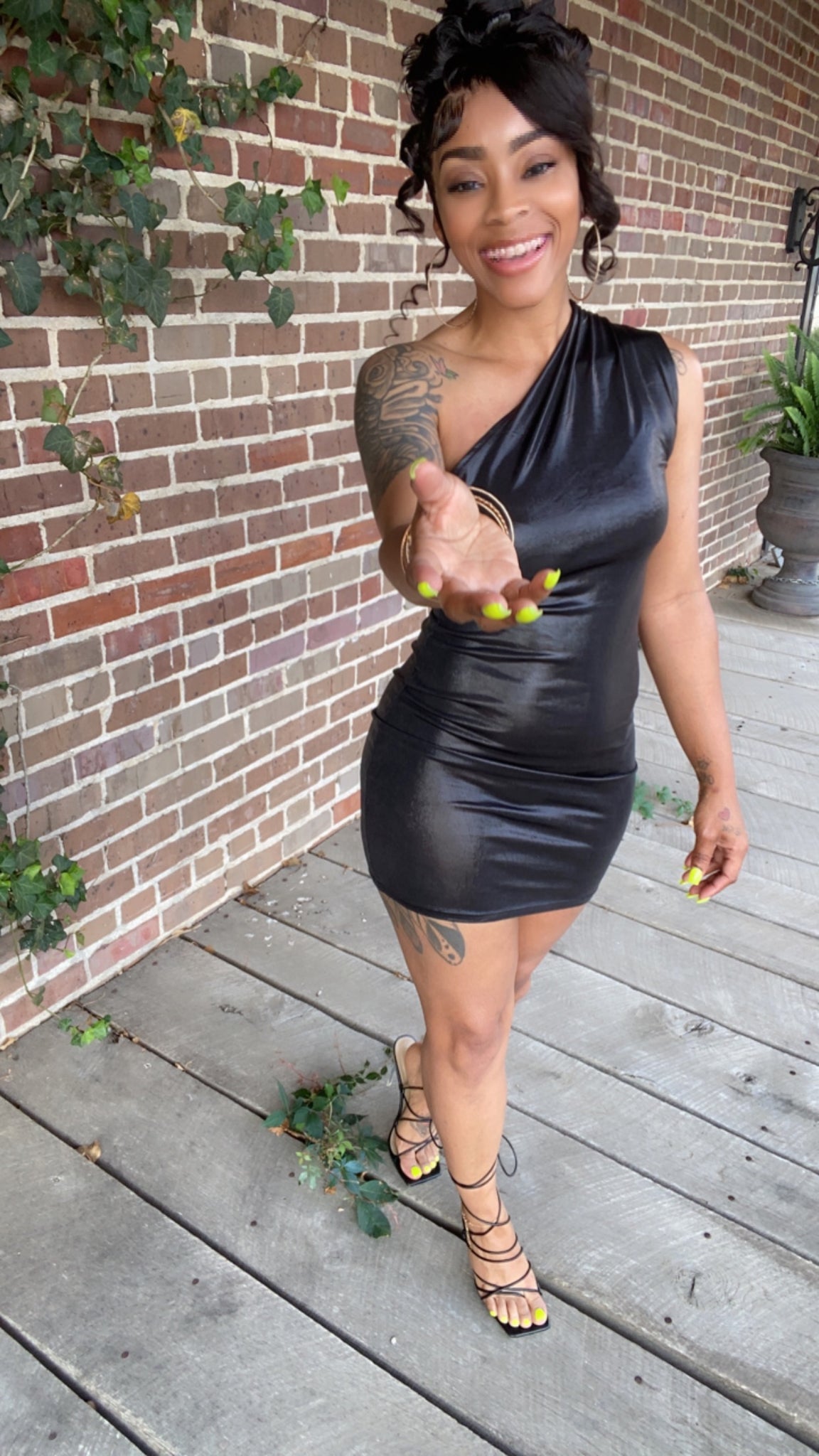 Gemini One shoulder dress (Black)