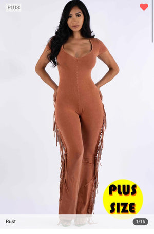 Plus Size Fringe Jumpsuit