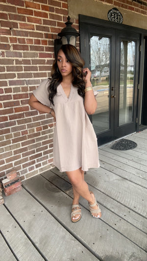 Ash Mocha Raw Edge Dress