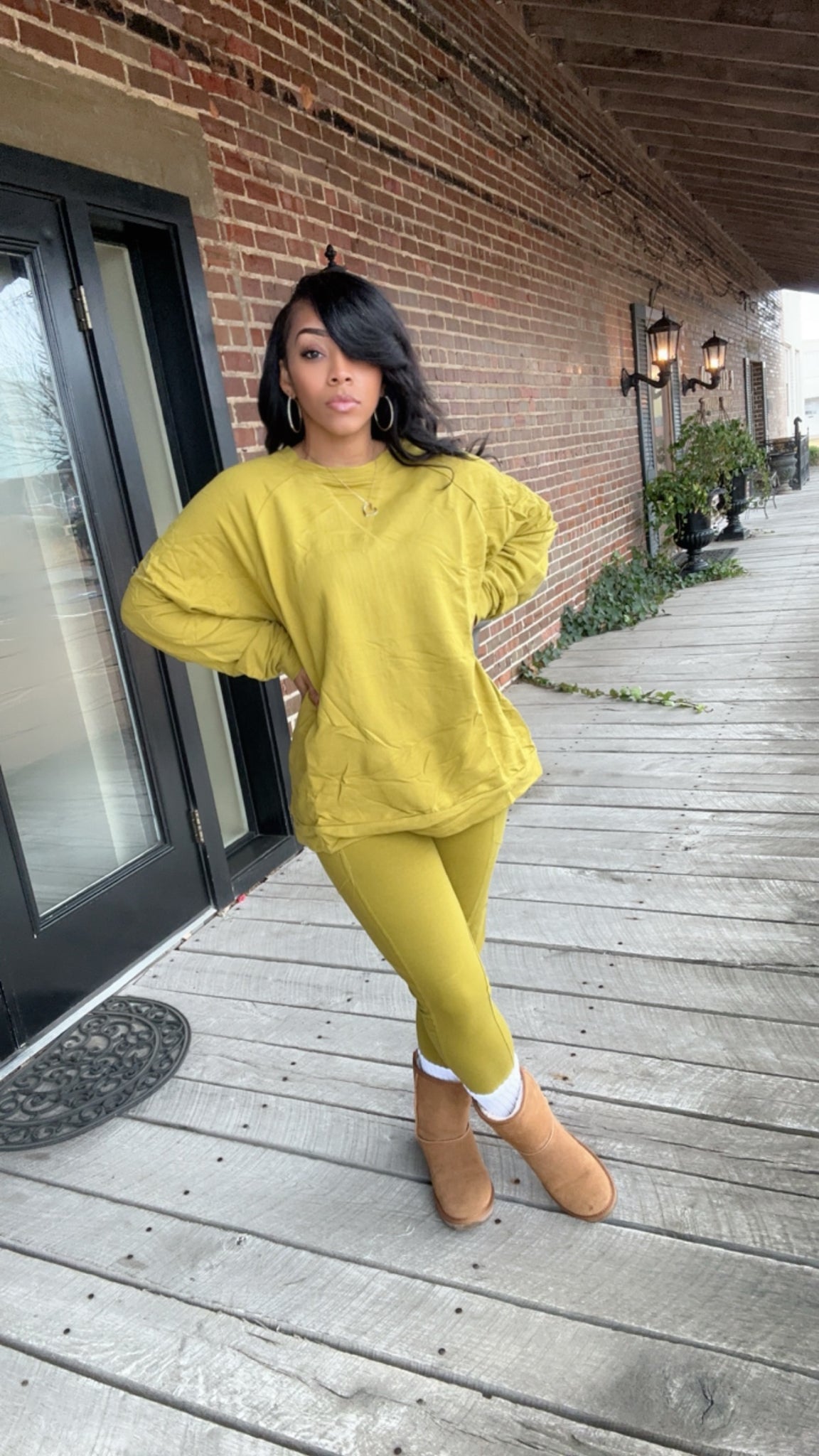 Plus Size Basic Olive Mustard Set