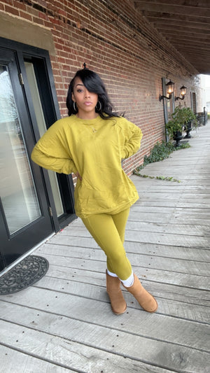 Plus Size Basic Olive Mustard Set