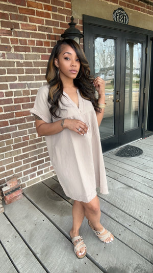 Ash Mocha Raw Edge Dress