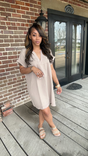 Ash Mocha Raw Edge Dress