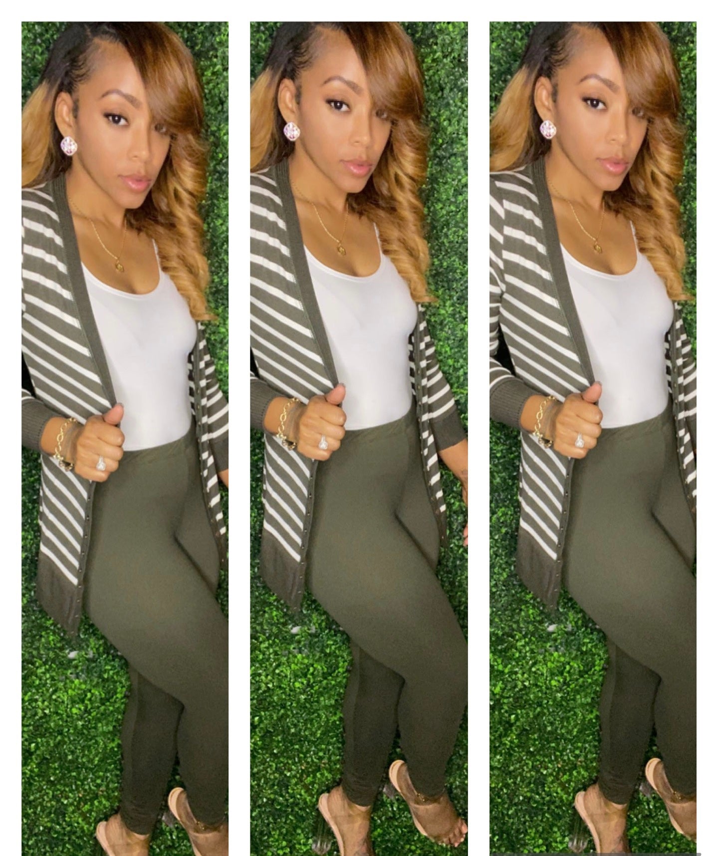 Olive Cardigan Set