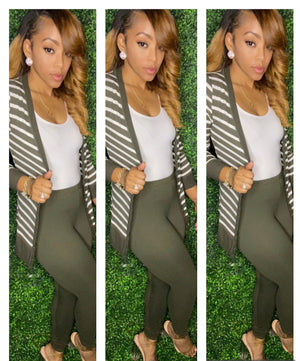 Olive Cardigan Set